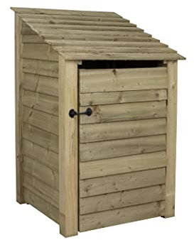 Arbor Garden Solutions wooden log store 4ft with door, firewood storage (W-79cm, H-126cm, D-88cm), natural finish (With kindling shelf)