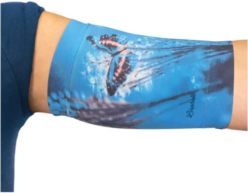 Linphelle Coverpicc in Microfibra, Fascia Copri Catetere Braccio in Tessuto Traspirante e di Design, Ideale per PICC e Glucometri, Fantasia Farfalla, Taglia 2