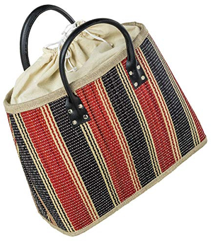 LaFiore24 Einkaufstasche Shopper Henkeltasche Korb Handtasche Allzwecktasche Blau-Rot