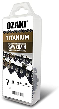OZAKI – Catena motosega .325 E72 – Titanio – Calibro 1,5 mm (0,058) – Profilo di Gouge semi-quadrato – 72 Allenatori