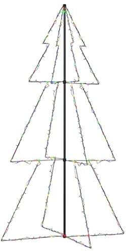 vidaXL Weihnachtskegelbaum Beleuchtet Weihnachtsbaum Lichterbaum Dekobaum Weihnachtsdeko Lichterkette Beleuchtung 300 LEDs Indoor Outdoor 120x220cm