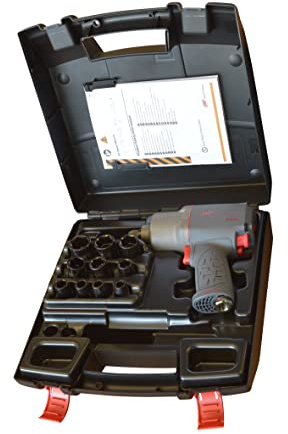 Ingersoll-Rand 1/2 2235QTIMAX-10SK Llave de Impacto Neumática, Llave de Impacto Neumática para su Taller, Juego de Llaves con 10 Pomos Largos, para Trabajos Pesados
