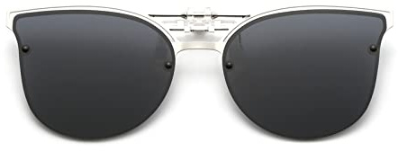 Long Keeper Polarised Clip-on Sunglasses – Trendy Cat Eye Clip on Sunglasses Over Prescription Glasses Anti Glare UV400 for Women Men