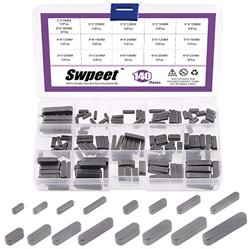 Swpeet Set di 140 chiavi tonde in acciaio al carbonio di 16 misure 3 mm, 4 mm, 5 mm, 6 mm