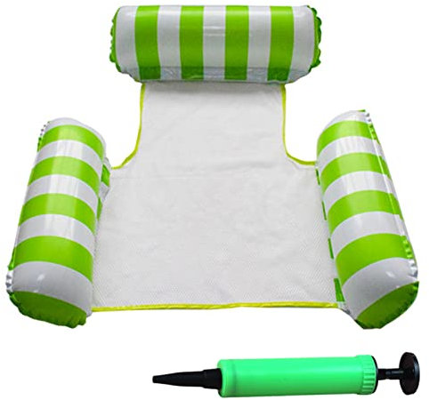 Bouee piscine adulte, Fauteuil gonflable, Chaise flottante de natation, Multi usage hamac flottant de piscine, Chaise d'eau gonflable pour piscine ou plage avec pompe manuelle de gonflage (Vert)
