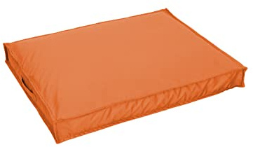 BARRY & LUCY® Hundekissen mit Abnehmbarem Bezug – Rechteckiges Hundebett Robustes & Bequemes Haustierbett für Innen und Außen Liegekissen Abnehmbar Bezug mit Griff zum Transport (M, Orange)