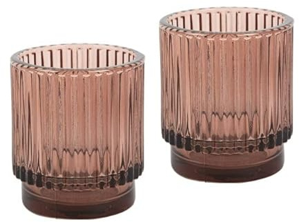 2er Set edle Teelichthalter Teelichtgläser Windlichter in braun Tisch-Deko Hochzeit Geburtstag Kerzen-Ständer Weihnachten Konfirmation Kommunion & Taufe Ostern Weihnachtsdeko