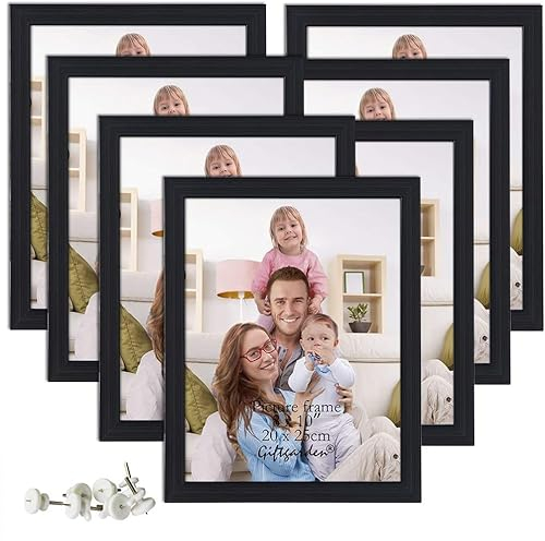 Giftgarden Marcos de Fotos 20x25 Set de 7, Marco 20x25 Negro, Para Mesas y Paredes, Diseño Moderno.