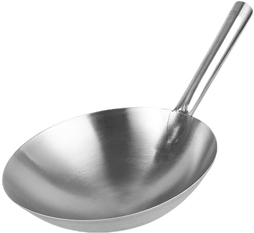 CIYODO Stainless Steel Woks Induction Cooking Pot Sauce Pot Non-stick Pans Rounded Bottom Chinese Pan Asian Woks Everyday Japanese Skillet Induction Cooker