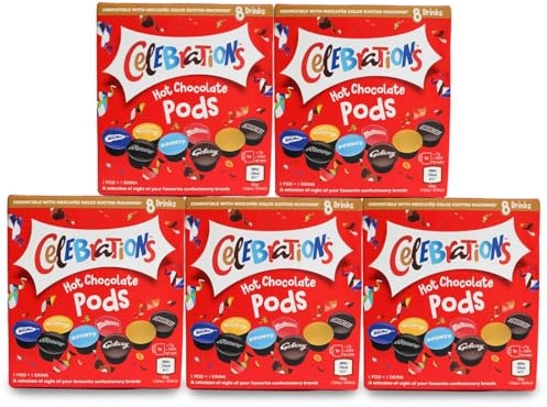 cafféluxe Dosettes de chocolat chaud compatibles Dolce Gusto Celebrations - Twix, Mars, Bounty, Snickers, Galaxy, Malteser, Milky Way et Galaxy Caramel (40) Pack varié en édition limitée