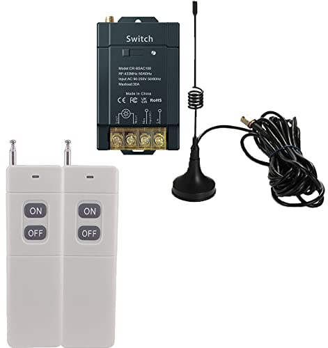 COLOROCK Wireless Remote Switch, AC90-250V RF Remote Control Light Switches for Pump Security Systems Door Curtain Gate Barriers etc with 1500m Long Range
