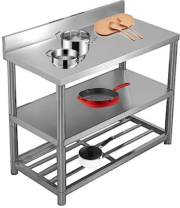 Stainless Steel Table, Commercial Stainless Steel Kitchen Food Prep Work Table Bench Top, Stainless Steel Prep Table, Stainless Steel Worktop, Heavy Duty Work Bench For Commercial And Home ( Color : T