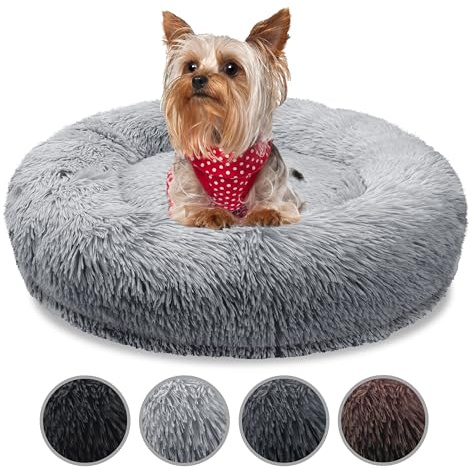 bluzelle Orthopädisches Hundebett für Kleine Hunde & Katzen, Hellgrau | XXS-50 cm