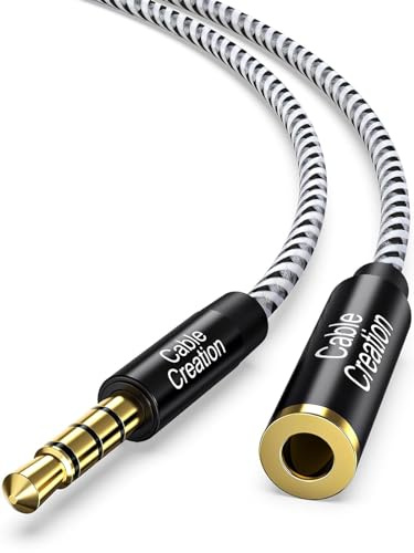 CableCreation 3.5mm Kopfhörer-Verlängerungskabel (10FT/3M), 4Pole TRRS männlich zu weiblich Aux Kabel mit Mikrofon, 1/8 Stereo Audio Kabel für Telefone, Schwarz.