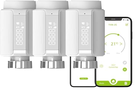 Qiumi Smartes Heizkörperthermostat, Smart Life App Steuerung, Funktioniert mit Amazon Alexa, Google Home, 3.0 Zigbee Ctrol