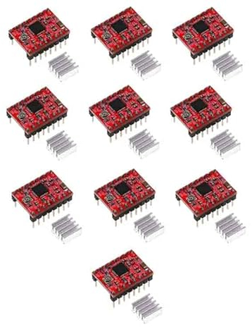 10PCS StepStick Repap module A4988 DRV8825 stepper motor drive control expansion board (red A4988)