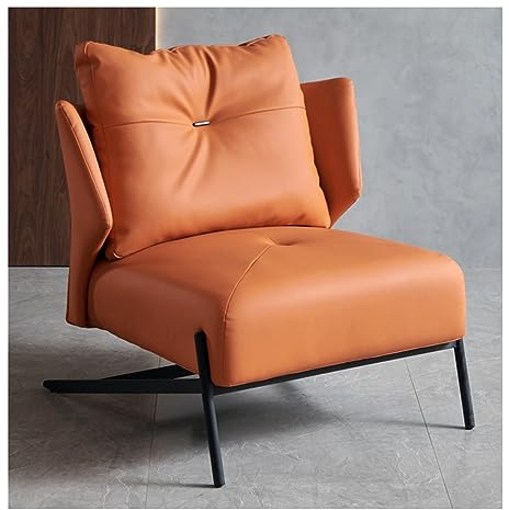 Generisch Sessel Wohnzimmer Modern，Pu-Leder Sessel, Akzentstuhl, Moderner, Zeitgenössischer Stil, Bequemer Lesesitz Mit Abnehmbarem Kissen Für Wohnzimmer, Schlafzimmer, Heimbüro(Color:Orange)