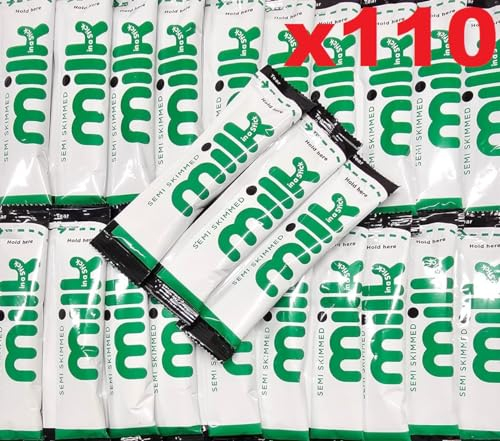 110x Semi-Skimmed UHT Milk 10ml Individually Wrapped Sticks Portions Sachets Lakeland