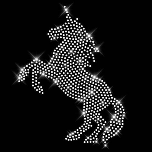 Glitzerdeals Bügelbilder Karneval Strass Einhorn stehend Aufbügler für Textilien Einhorn Bügelmotiv Unicorn Strass Bügelbild Einhorn