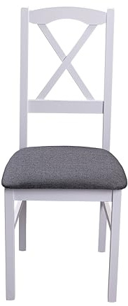 Inter Link Robusta Silla de Comedor de Estilo rústico Atemporal, Juego de 2 Unidades, Madera Maciza, Haya, Blanco/Antracita, 43 x 40 x 47-94 cm