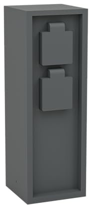 Eglo Colonnina con prese per esterni Park 5, presa di distribuzione per cavo interrato, presa da giardino, distributore di corrente da esterno con 2 prese, in alluminio di colore antracite, IP54