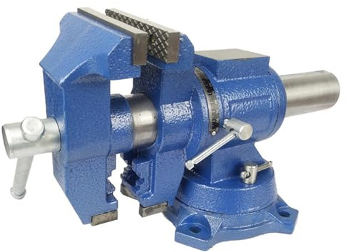 Morsa rotante professionale girevole incudine piatto girevole banco da lavoro Morsa in acciaio di alta qualità, morsa da tavolo multifunzionale per meccanici e ingegneri blu 360° 125 mm