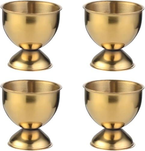 Yitobici Portauova in Acciaio Inox con Base Tonda, impilabili, Set 6 vassoi portauova, Argento (Oro, 4 Pezzi).