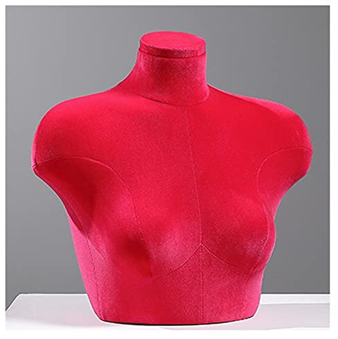 asdchZen Schaufensterpuppe, Kleiderpuppe, Weibliches Halbbrust-Kleidermodell, Torso Zur Präsentation Von Unterwäsche Und Kleidung Mit Aufsteckbarem Überzug Aus Superfei,Red
