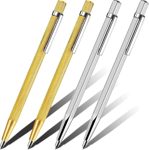 CZFLXLJ 4Pcs Scriber Marking Tools, Premium Aluminium Tungsten Carbide Tip Scriber, Etching Engraving Scriber Pen for Glass, Ceramics, Metal Sheet