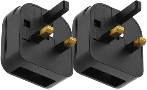 2 x Peak Power EU Plug to UK Socket Adaptor, EU to UK Plug Adaptor with 5A Fuse, Type C EU2 Pin CEE7 Plug to Type G UK Socket, 2 Pin EU Plug to 3 Pin UK Adapter Socket