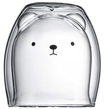 Prismoria Tazas y tazas de café de vidrio de doble pared de 250 ml, tazas de café con aislamiento térmico, tazas de café de vidrio de doble capa (oso)