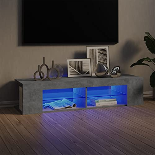 Festnight Mobile Porta TV, Mobile TV, Mobile TV Soggiorno LED, Tavolino TV, Supporto da TV Moderno con Luci LED Grigio Cemento 135x39x30 cm
