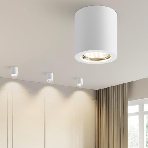 ZMH Faretto da superficie bianco rotondo: GU10 Faretti da soffitto Faretto da soffitto in gesso Piccola plafoniera - senza lampadina