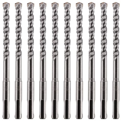 SDS Plus Hammerbohrer, 10 mm x 160 mm, professioneller Wolframkarbid-bestückter Steinbohrer für Ziegel, Beton, Stein, Granit, 10 mm, SDS-Bohrer, 10 Stück
