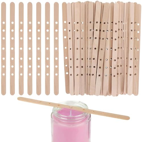 Dochthalter Holz,50 Stück Kerzendochthalter aus Holz,7 Löchern Dochthalter Kerze Docht Zentriervorrichtung Wick Holders Docht Kerzendocht Halter für Kerzenherstellung DIY Kerzen Selber Machen