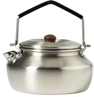 Thous Winds Edelstahl Camping Wasserkocher, 0.6L Kompakt Outdoor Teekocher, Ultraleichter Teekanne Kaffeekanne für Indoor, Outdoor, Camping, Wandern, Picknick - Silber