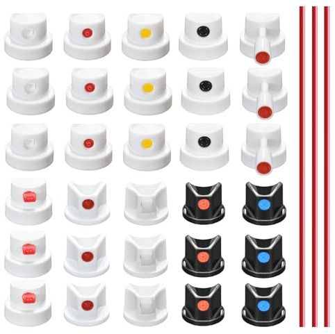 Spray Can Nozzle Tips for Graffiti, 30 PCS Universal Replacement Spray Paint Caps & Nozzles Kit, Fit Montana Cans for Auto Repair, Art, DIY Furniture