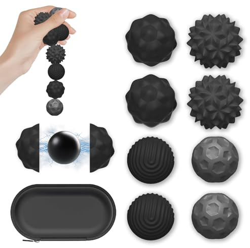 Zyluniy 8 stycken magnetiska fidgetleksaker, anti-stressbollar för barn och vuxna, magnetiska sensoriska bollar som sensoriska leksaker, stressbollar med silikonfodral, perfekt mot stress och oro