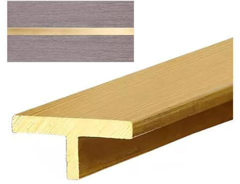 SJHPZG Bande de Transition en T pour carrelage et Bois, Joint en Laiton brossé, pour Portes d'entrée, revêtement de seuil pour revêtement de Sol stratifié