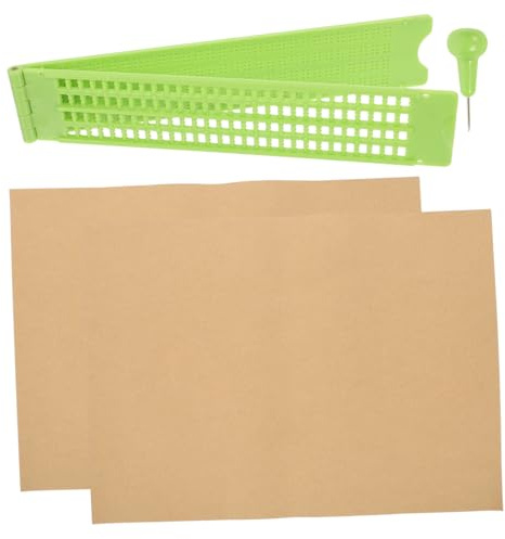 SOPOTUTU Piastra di Scrittura Braille in Plastica 27 Righe e 30 Caselle, Kit Completo Stilo e 2 Fogli per Esercizi, Resistente e Non Deformabile per Non Vedenti