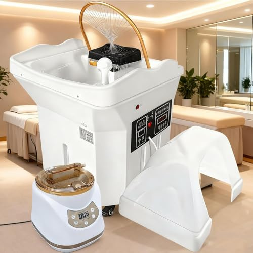 Évier Portable Head Spa,Équipement De Spa Pour Tête Avec Circulation D'eau, Bassin Shampoing Avec Réservoir D'eau 60L, Équipement De Fumigation Pour Cascade Spa Luminothérapie