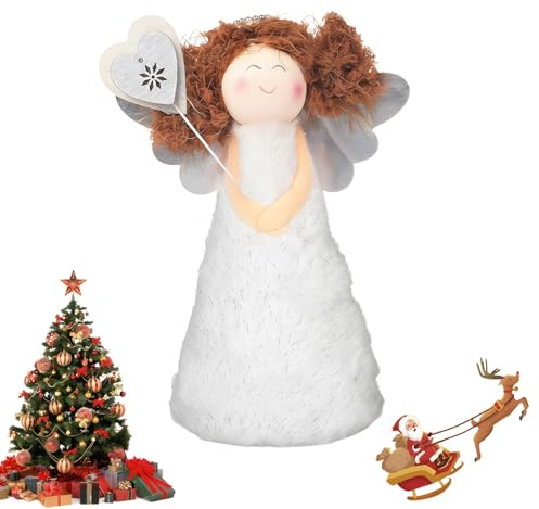 Angel Christmas Tree Topper Decoration, White Angel Tree Topper Fairy Treetop Pendant for Christmas Tree Decorations, Xmas Ornaments and Festive Home Decor 20 x 9 x 9cm