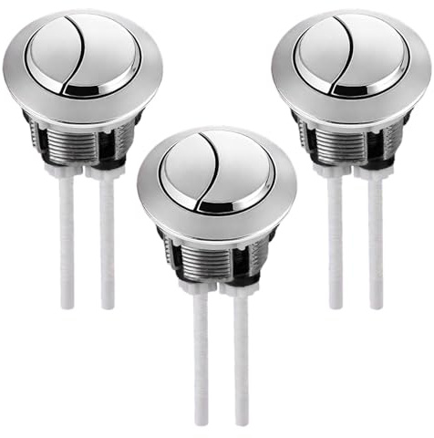 3Pcs 38mm Toilet Push Button Flush Replacement, Dual Flush Cistern Valve Toilet Button, Round Head Toilets Flush Button Replacement Accessories for Bathroom Toilets Water Tank Repair