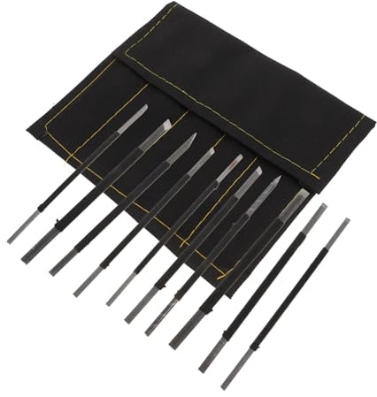 Set di 10 Scalpelli per Incisione in Acciaio al Carbonio Nero | Custodia Termoformata, Forme e Misure Assortite, per Pietre Decorative e Uso Quotidiano
