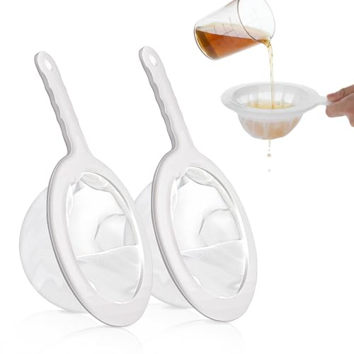 2 Stück Feines Sieb 100/200 Mesh, Nylon Sieb Mit Griff Ultrafeines Trichterfilter Haarsieb Küche Netzsieb Haushaltssieb Handsieb für Saft, Milch, Kaffee