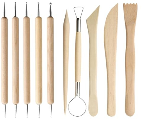 10 Pezzi Strumenti per Modellare Argilla, Attrezzi per Modellazione di Das e Ceramica, Kit Ceramica Fai da Te Perfetta per Professionisti o Principiant