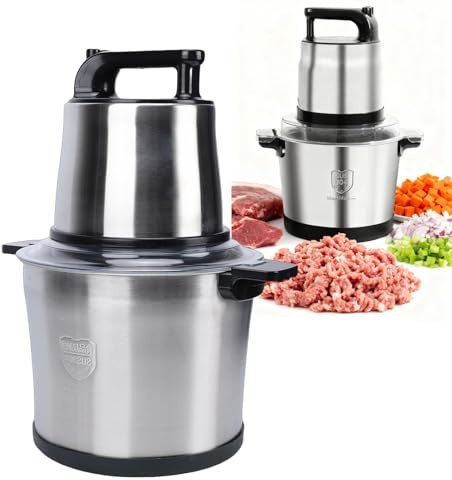 Smandy Picadora de Carne Eléctrica, 1800W Comercial SUS304 Procesador de Alimentos Eléctrico de Acero Inoxidable Picadora de Verduras para Ajo Chile Nueces Hogar Cocina Restaurante (Enchufe de la UE