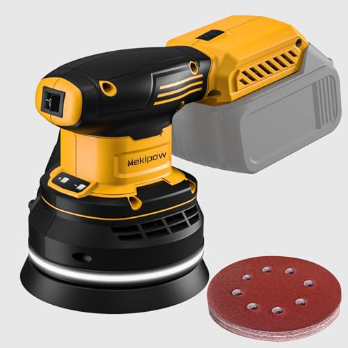 Cordless Brushless Random Orbital Sander Compatible for Dewalt 20V Battery, Electric Palm Orbital Sander with Dust Collector, 6 Variable Speed, For Sanding Polishing Woodworking(TOOL ONLY)