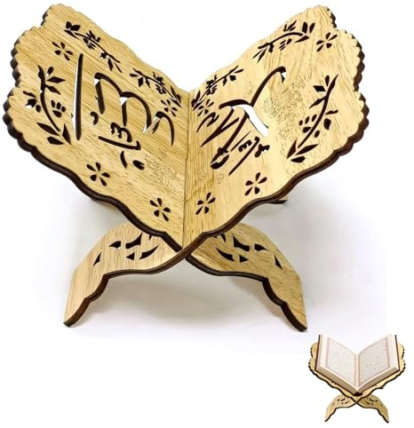 Ramadan Koran Buchhalter,Qoran Heiliges Buchständer Holz,Ständer Koran Halter,Faltbar Buchhalter Leseständer Muslimische Islamische Ramadan Dekorationen Eid Mubarak Gebet Buch Standhalter