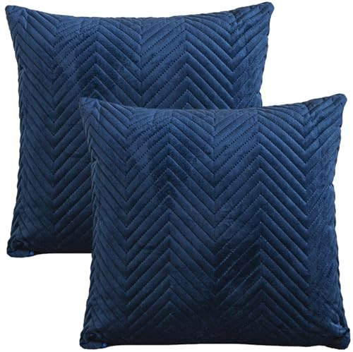 Traziewell Navy Cushion Covers Pack of 2 Decorative Modern Throw Pillow Covers Soft Pillowcase Cushions for Home Decor Sofa Couch with Invisible Zipper 18x18 Inch 45x45 cm155
